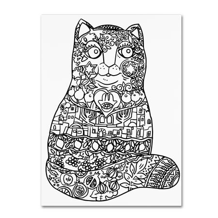 Trademark Fine Art 'Judaica Folk Cat: LINE ART' Canvas Art by Oxana Ziaka
