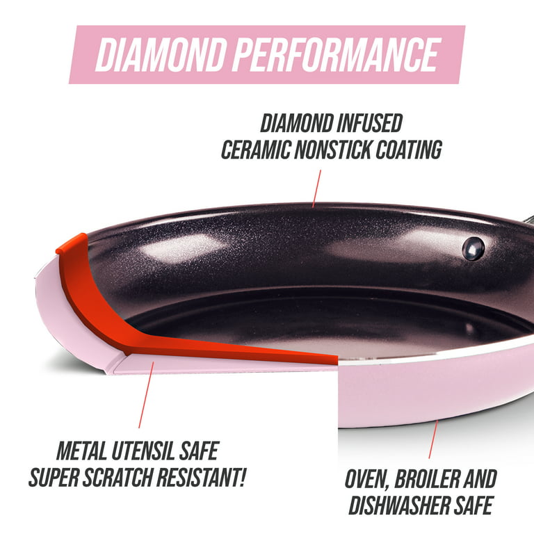 Blue Diamond Toxin-Free Ceramic and Dishwasher Safe Frying Pan, 10 inch, Pink