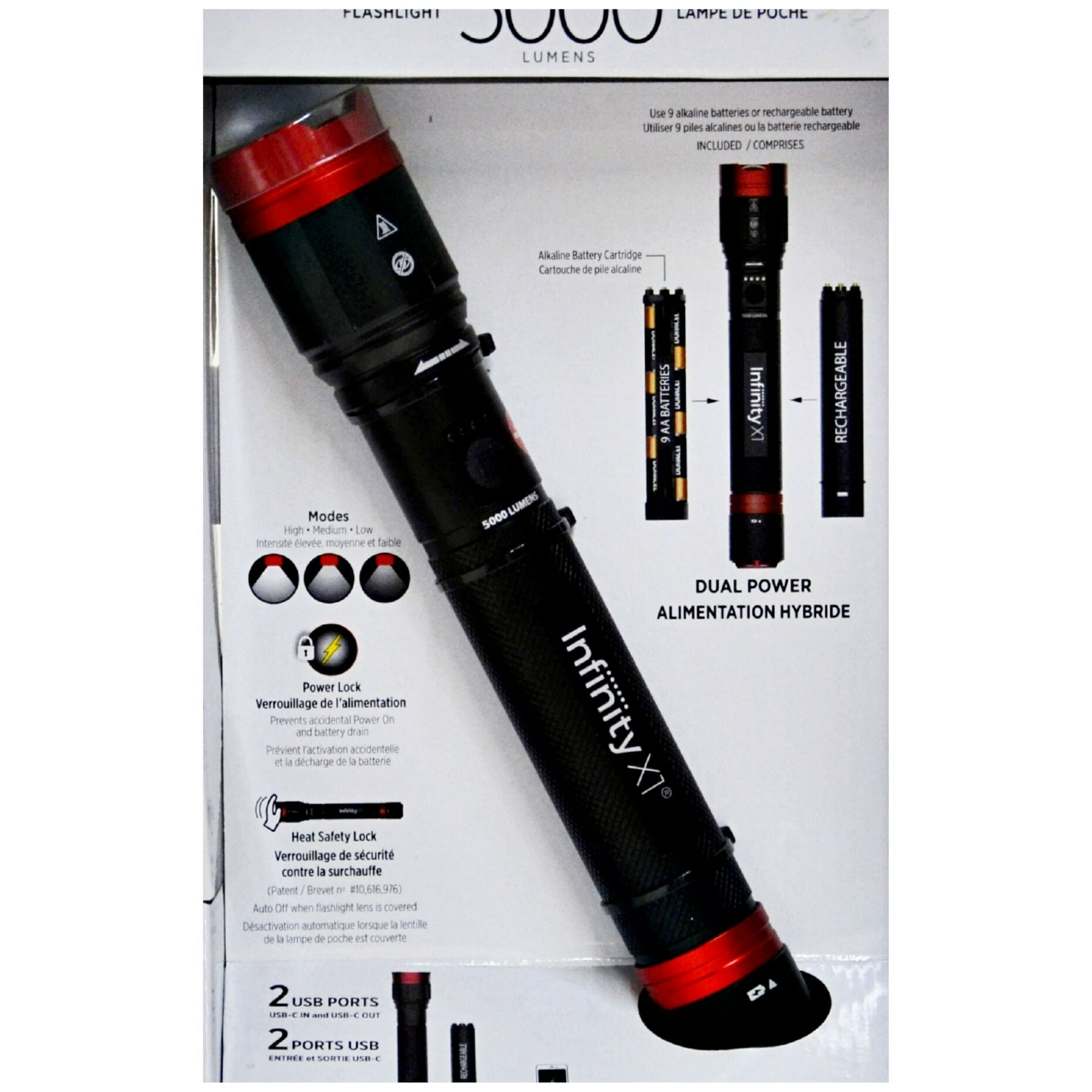 インフィニティ Infinity X1 Dual Power Flashlight 5000 Lumens - Walmart.ca