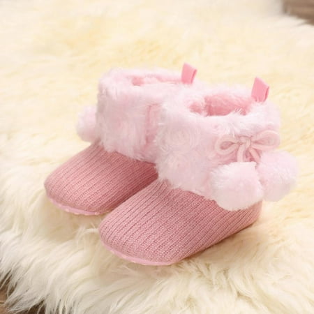 

Infant Boy Girl Snow Boots Infant Fuzzy Soft Sole Anti-Slip Ankle Booties Toddler Winter Warm Crib Shoes