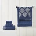 thumbnail image 2 of Modern Threads Artesia Damask 6-Piece Bath Towel Set, Indigo, 2 of 5