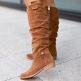thumbnail image 5 of Willtoo Women's Vintage Faux Suede Mid Calf Boots, Round Toe Slouchy Ruched Riding Boots with Buckle, Side Zipper Low Heel Casual Shoes, 5 of 5