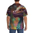 thumbnail image 3 of Rateoe Rainbow Scales Fantasy Dragon Print Mens Front Pocket Hawaiian Shirts Casual Shirts Short Sleeve Button Down Beach Tropical Shirts-Small, 3 of 5