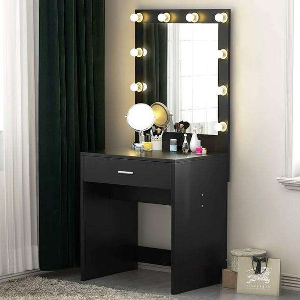 Ubesgoo Makeup Vanity And Lighted, Lighted Mirror Vanity Bedroom