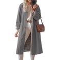thumbnail image 3 of Spring Fall Women Plaid Patchwork Long Sleeved Single Breasted Casual Trench Coat, 3 of 6