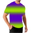 thumbnail image 2 of Ceisia Men's Casual Mardi Gras Graphic T-shirt Short Sleeve Round Neck Purple Green Yellow Stripe & Mask Print Summer Streetwear Tee Tops Purple M Gifts, 2 of 7