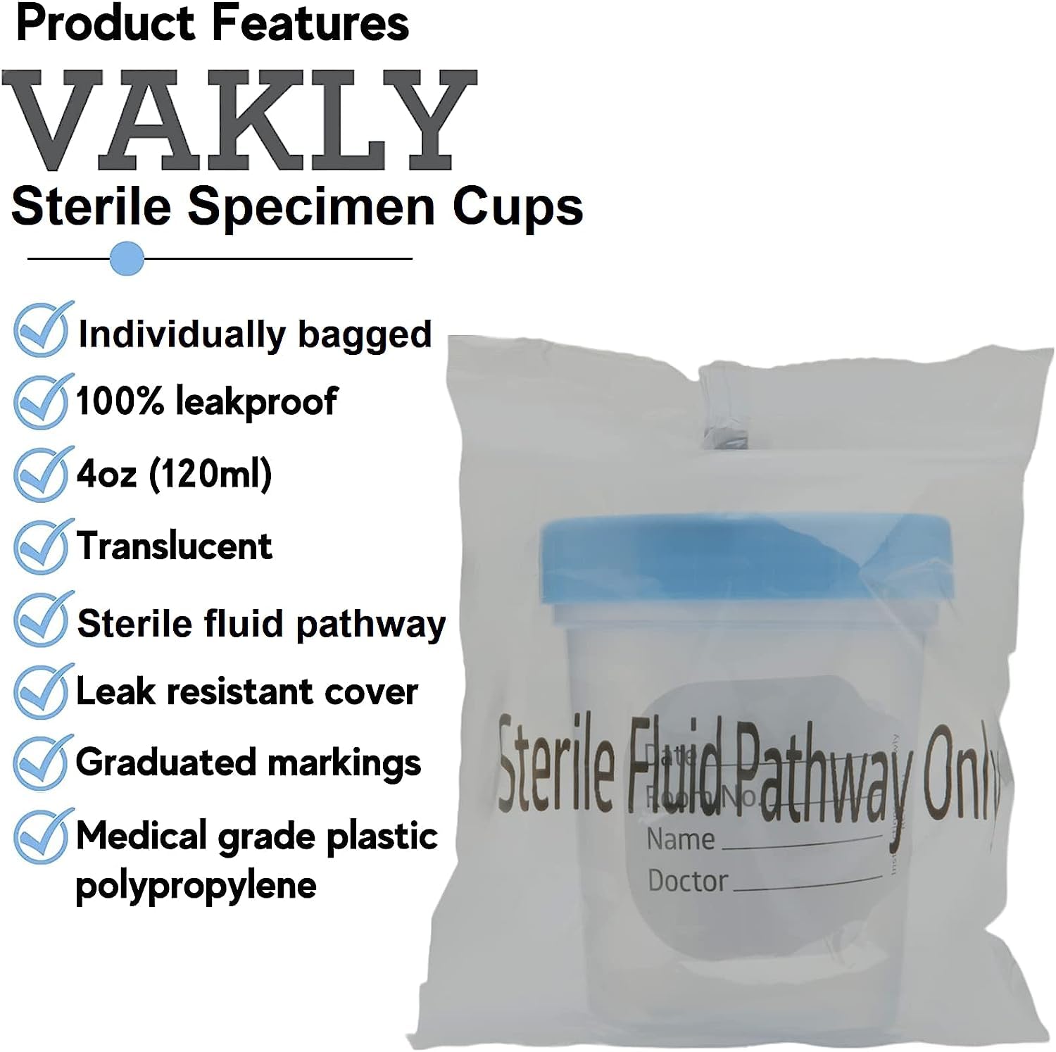 Sterile Specimen Cups with Lids 4oz Clear Urine Collection Cup with ...