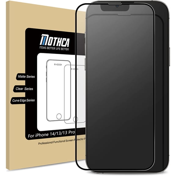 Matte Glass Screen Protector for iPhone 16e / iPhone 14 / iPhone 13 / iPhone 13 Pro 6.1-inch Anti-Glare Anti-Fingerprint Tempered Glass Full Coverage Film, Case Friendly, Smooth as Silk