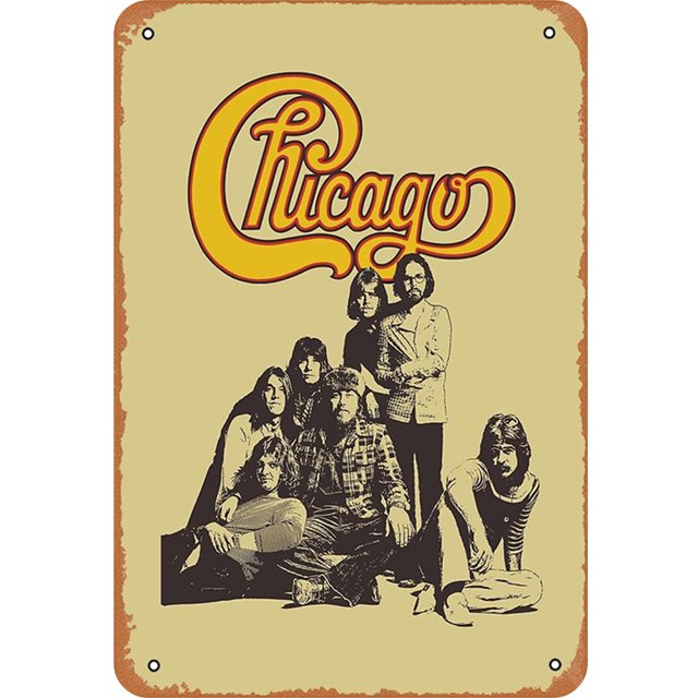 Placa Metal Vintage Banda Chicago Pintura Hierro Rectangular Arte La Pared Decor20x30cm