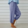 thumbnail image 3 of pbnbp Capris for Women Casual Summer Drawstring High Elastic Waist Cotton Linen Capri Pants Plus Size Womens Capris with Pockets, 3 of 4