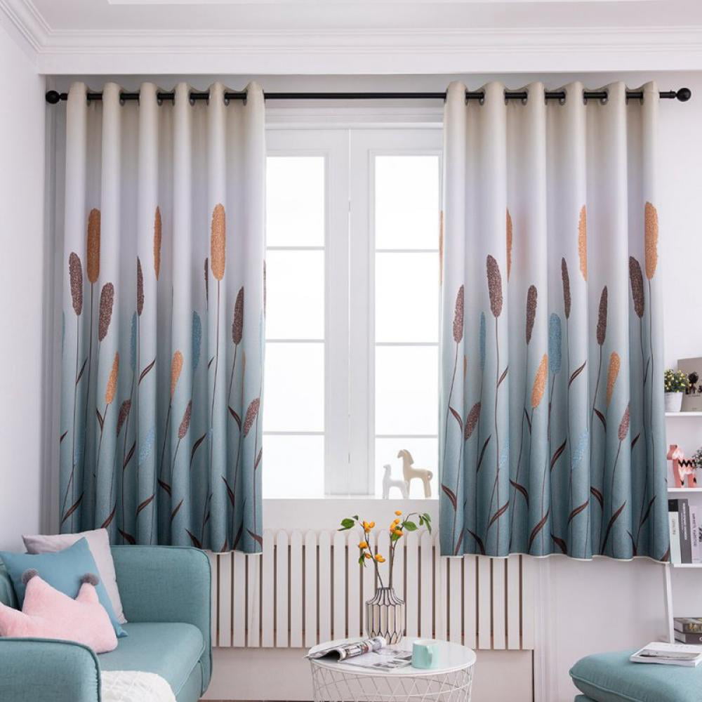 Bedroom Blackout Curtain Grommet Drape Love Tree Reed Pattern Curtains