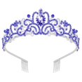 thumbnail image 1 of Didder Tiaras y coronas plateadas para mujer, coronas de tiara de cristal rosa para mujeres y niñas, corona elegante con peines, corona de princesa, tiara, coronas de cumpleaños para mujeres, novia, b, 1 of 4