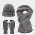thumbnail image 4 of HNMKIU Winter Warm Lined Knitted Scarf Hat for Adults Cold Weather Outdoor Activities winter hats for women with Ear Protection 01_Grey,One Size, 4 of 4