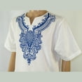 thumbnail image 4 of Mens 2pc Stacy Adams leisure suit Linen Cotton With Embroidery 3670 White Blue, 4 of 6
