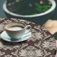 thumbnail image 2 of Ambesonne Damask Fitted Round Tablecloth, Victorian Blooming Foliage, 40"- 44" Diameter, Brown and Beige, 2 of 5