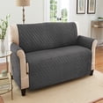 thumbnail image 2 of Collections Etc Reversible Spill Resistant Quilted Furniture Protector Cover with Ties - Covers Seat Bottom, Seat Back and 2 Seat Arms, Slate Grey/Silv, Loveseat, 2 of 10