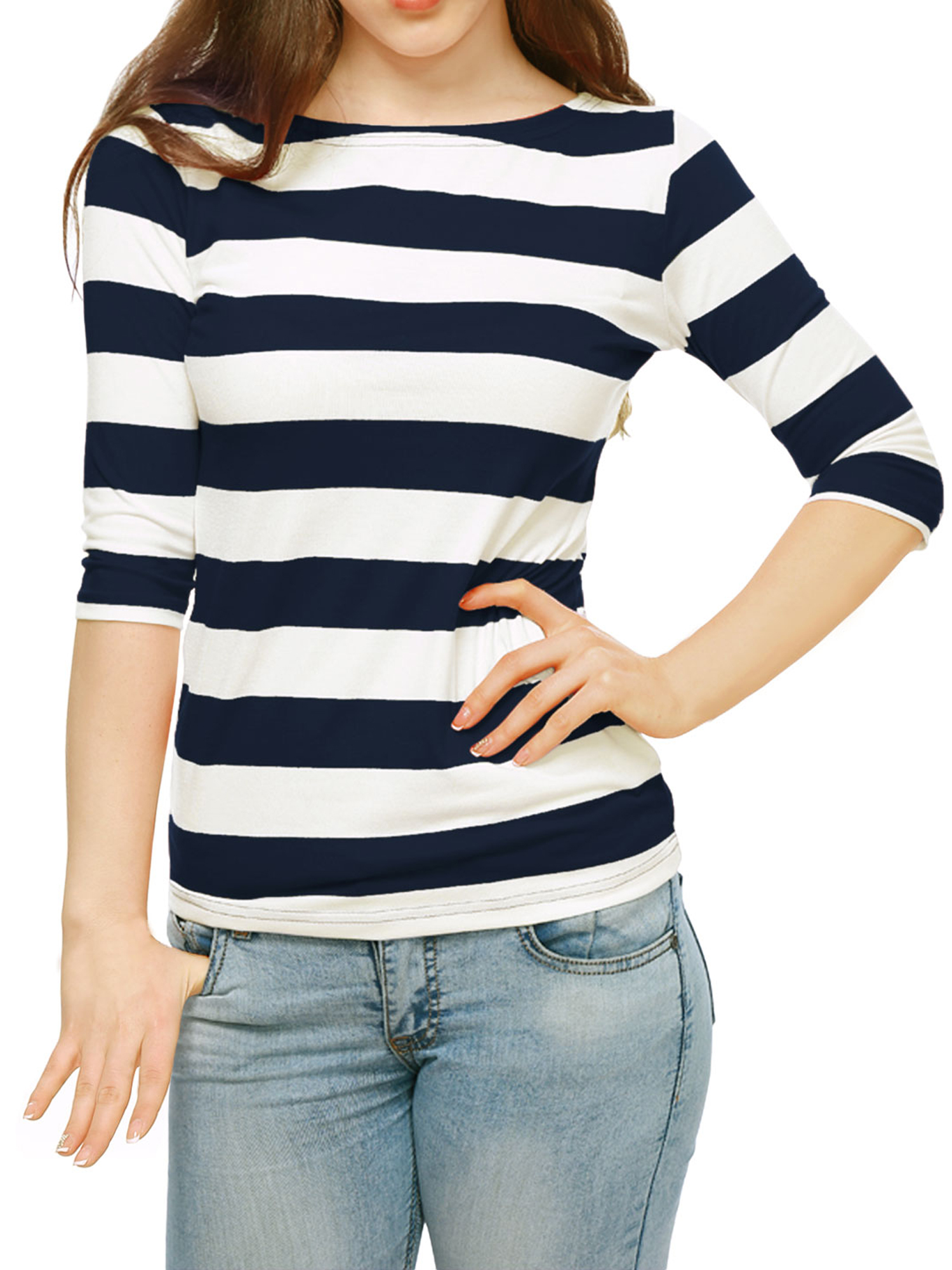 DARING DIVA Women's Halloween Costume Boat Neck Top T-Shirts L Blue