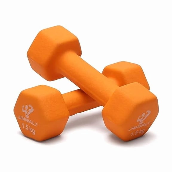 JIMWALT Now in INDIA Exclusive range of Neoprene Dumbbells 0.5KG to 10KG (1.5KG (ORANGE))