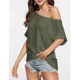 thumbnail image 3 of Zeagoo Womens Off Shoulder T-Shirts Lightweight Short Sleeves Chic Tops Casual Summer Wear, 3 of 3