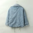 thumbnail image 4 of WEIYLL Womens Fleece Jackets Solid Color Lapel Collar Long Sleeve Plus Size Denim Zipper Blue Cold Weather Tops Size L, 4 of 8