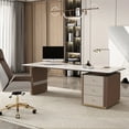 thumbnail image 2 of Luxury Study Office Desk Wooden Reception Standing Corner Writing Office Desk Modern Escritorios De Oficina Office Furniture My Lux Decor Round, 2 of 12
