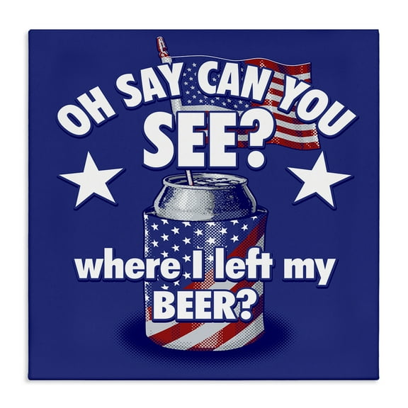 Stupell Industries Funny Patriotic Beer Patriotic Painting Wrapped Canvas Art Print Wall Art, 17 x 17