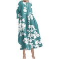 thumbnail image 2 of Qiopertar Robe Mi-Mollet Taille Haute à Manches Courtes Col Rond Imprimé Mode en Solde à Moins de 5$ en Solde, 2 of 7