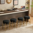 thumbnail image 3 of 24" Tall, Round Bar Stools, Set of 2 - Contemporary upholstered dining stools for kitchens, coffee shops and bar stores - Includes sturdy hardware support legs Black, 3 of 8