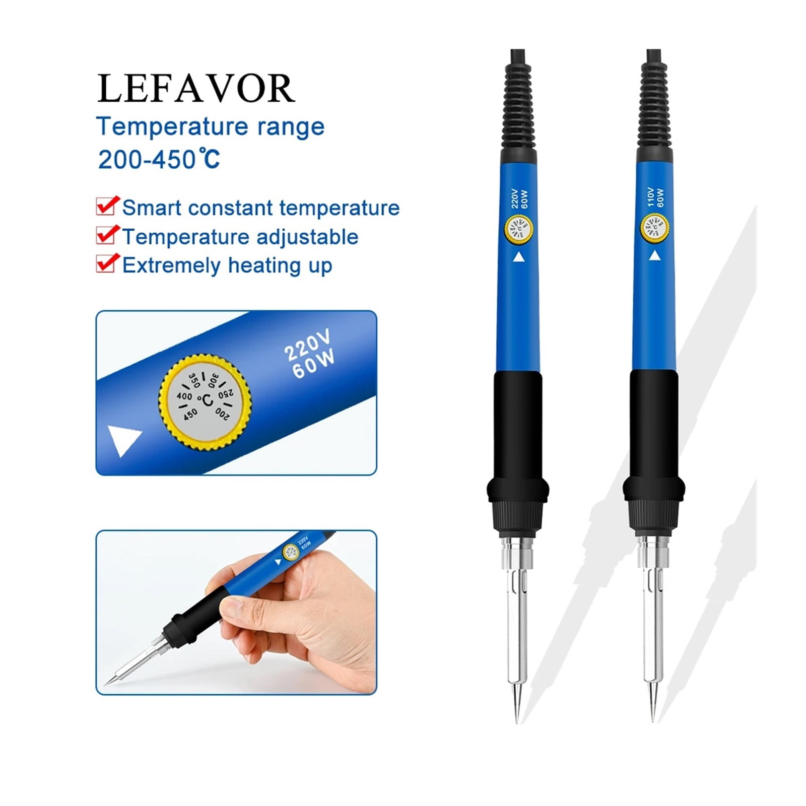 60W Soldering Iron Adjustable Temperature Electric Solder Iron Rework Station Mini Handle Heat Pencil Welding Repair Tools ,Heat Dissipation Efficiently