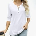 thumbnail image 5 of gakvbuo 3/4 Sleeve Pullover Tops Henley Shirts for Women's Tops Dressy Casual Tunic Blouses Button Up V-Neck Button-Down Shirts Trendy Business Work Blouses Outfit Basic Tees, 5 of 9
