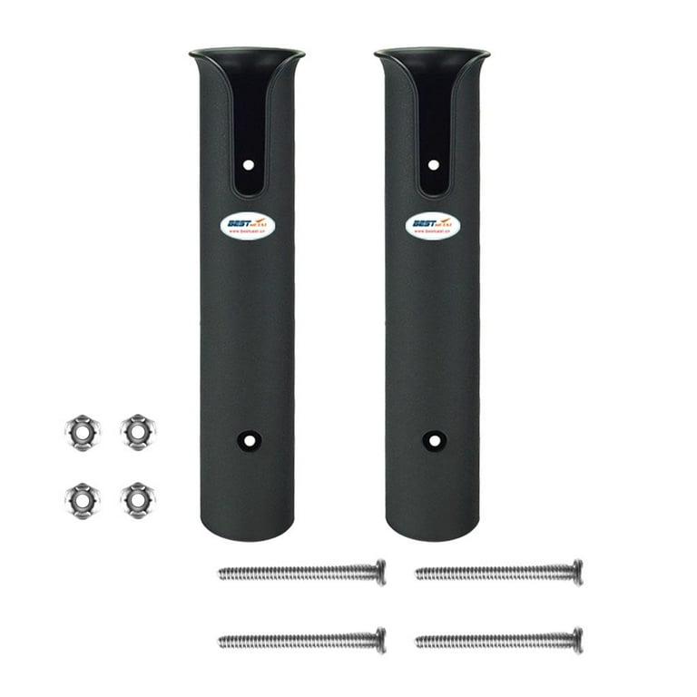 Portable 2 Tubes Tackle Rack Fishing Rod Poles & Reel Holder Organizer w/ Mount Screws - Holds 2 Rods - Black, Size: 270 mm