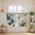 thumbnail image 2 of Teal Tulip Butterfly Kitchen Curtain for Berdoom Living Room Cafe 45 Inch Length, Beige Turquoise Floral Farmhouse Wooden Tiers Curtains Light Filtering Drapes Window Treatment 2 Panels 52"Wx45"L, 2 of 8