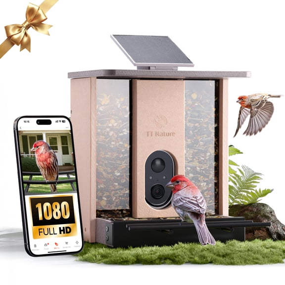 TT Nature HDPE Smart Bird Feeder with Camera, Solar Powered, AI Bird Identification, Auto Capture & Instant Alerts, Perfect Gift for Bird Lovers