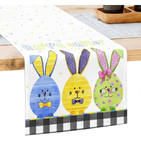 

Popular Easter Happy Bunny Printed Bed Table Runner Flag Cloth Cover Dining Tablecloth Home Party Decor