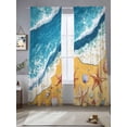 thumbnail image 2 of Summers Coastal Sheer Curtains 2 Panels Set Gradient Color Shells Watercolor Starfish Sheer Window Curtains Light Filtering Rod Pocket Voile Drapes for Bedroom Living Room 52"X108", 2 of 8
