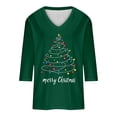 thumbnail image 4 of LEBONYARD Women's Fashion Christmas Printing V-Neck Tops Blouse Casual 3/4 Sleeve Comfortable Fit Soft Fit Drop Shoulder Solid Colored Ladies Tops, 4 of 5