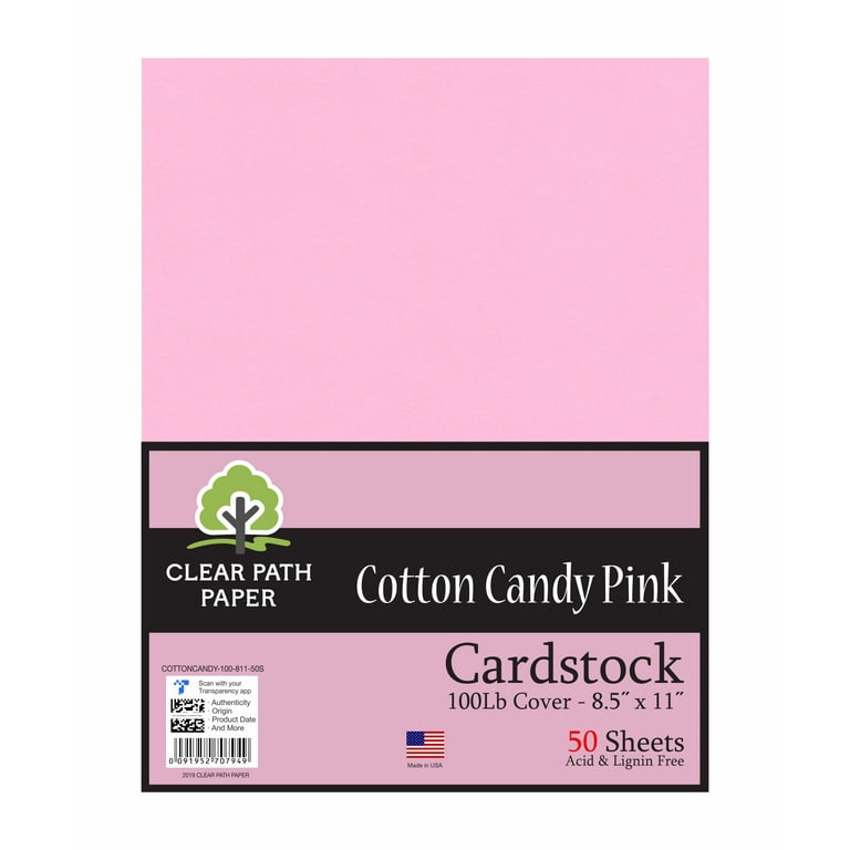 Cotton Candy Pink Cardstock - 8.5 x 11 inch - 100Lb Cover - 50 Sheets -  Clear Path Paper 
