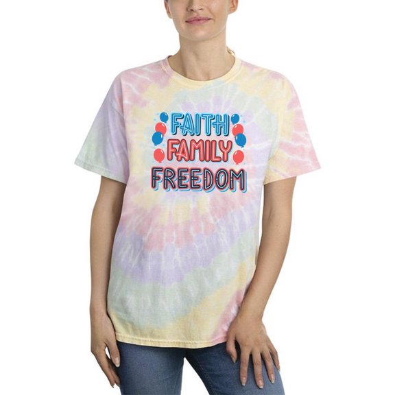 Faith Family Freedom Neons Tie Dye Spiral Women -Image by Shutterstock, Female Small