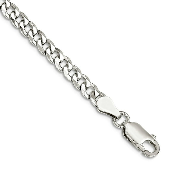 925 Sterling Silver Solid Polished 4mm Curb Chain Bracelet 8 Inch Lobster Claw Link Bracelet for Women and Men