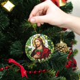 thumbnail image 6 of Funny Christmas Ornament,Realistic Stained Glass Round Clipart Of Jesus,Xmas Round Ceramic Pendant, 6 of 6