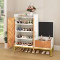 thumbnail image 2 of Uforic 4-Tier Shoe Storage Cabinet with Cushioned Bench, Modern Shoe Organizer for Entryway & Bedroom, White, 2 of 9