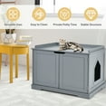 thumbnail image 4 of Gymax Cat Litter Box Wooden Enclosure Pet House Washroom Storage Bench Grey, 4 of 9