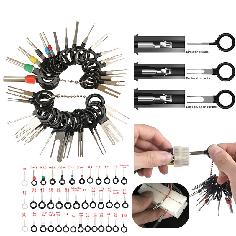 19 Pcs Terminals Removal Tools with Chrome Handle Connector Pin Remover Kit Crimp Wiring Cable Electric Car 