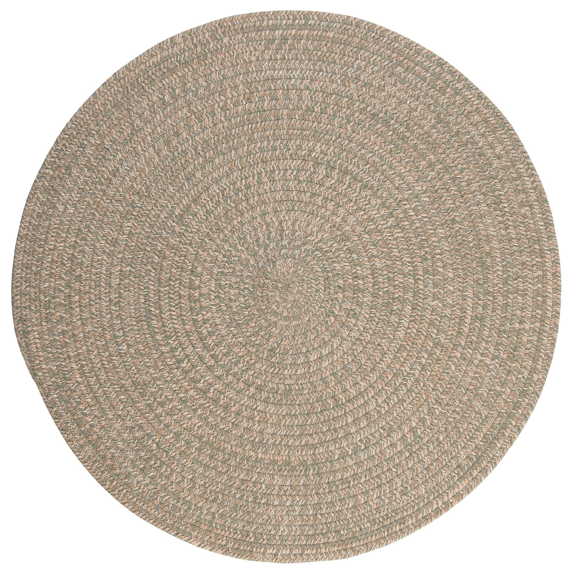 3' Green And White Round Handmade Braided Area Throw Rug