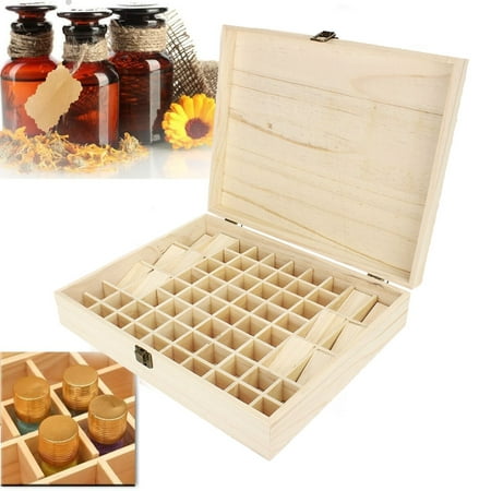 Essential Oil Wooden Box Storage Case Holds 68 Bottles and Roller Balls Large Organizer Provides Best Protection Great For (Best Carrier Oil For Roller Ball)