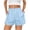 Light Blue, variant on Costeam Womens Vertical Striped Casual Shorts Ruffled Smocked Elastic Waist Fake Front Button Detail Side Inset Pockets Lightweight Crinkle Woven Fabric Loose Fit Summer Sleep Short Bottoms