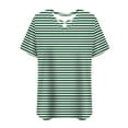 thumbnail image 6 of Women's Plus Size Cross V Neck Short Sleeve Shirts Summer Trendy Loose Fit Tunic Tops Dressy Casual Striped Print Blouse, 6 of 6