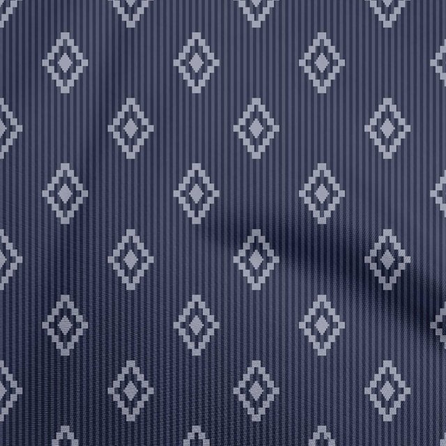 oneOone Cotton Poplin Blue Fabric Geometric With Stripes Sewing Craft Projects Fabric Prints By Yard 56 Inch Wide