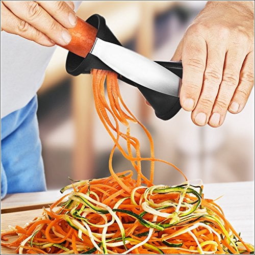 Anti-Rutsch-Spiralschneider für Zucchini Nudeln Veggie Pasta Maker Spiralschneider Mit 7 Klingen für Gemüse Spiralschneider und Crisper