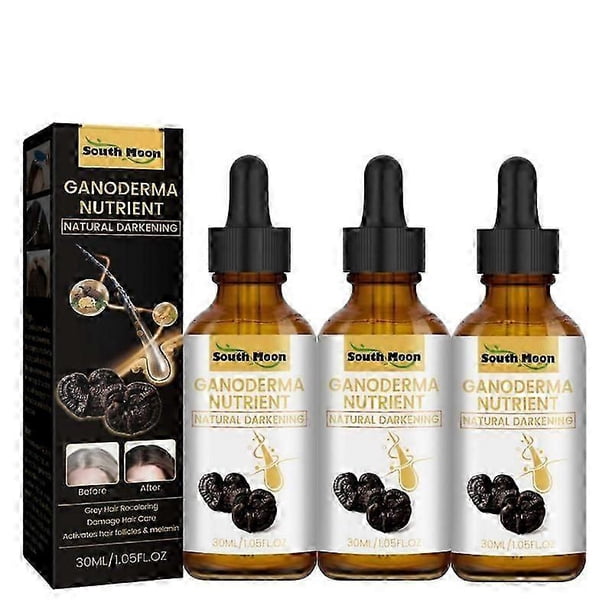 3pcs Grey Hair Reverse Serums Ganoderma Nutrient Natural Darkening Serums 30ml Anti-Greying Hair Serums For Promoting Healthier